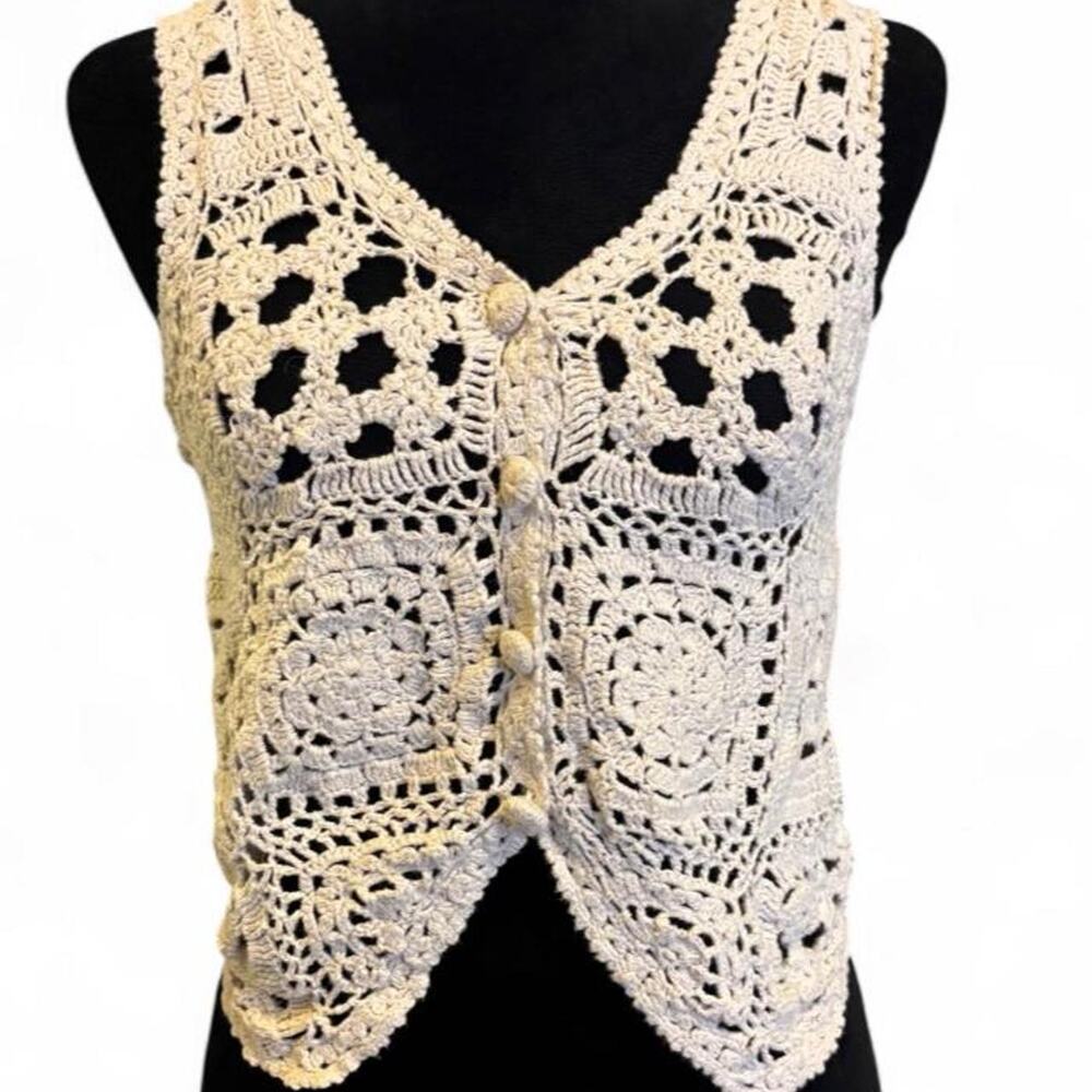 My Knitted By Hand Vintage Crochet Vest Small